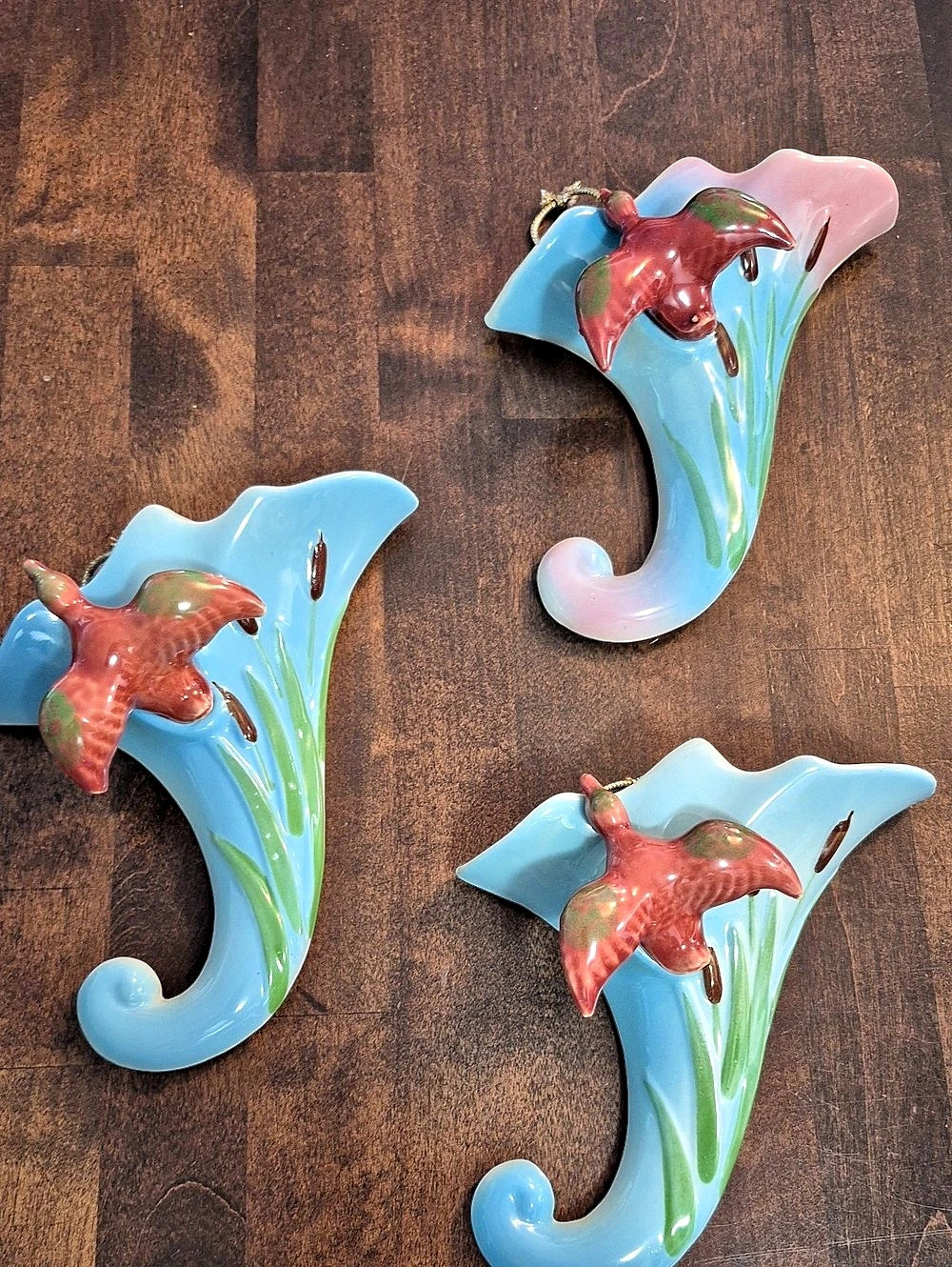 Hand-Painted Blue & Pink Wall Decor Set